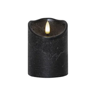 Star Trading Bougie LED Flamme Rustic, O 7.5 x 10 cm, Noir