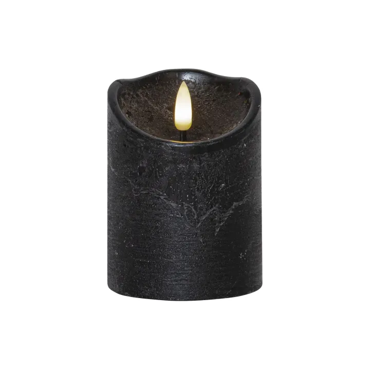 Star Trading Bougie LED Flamme Rustic, O 7.5 x 10 cm, Noir