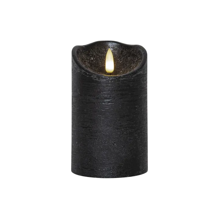 Star Trading Bougie LED Flamme Rustic, O 7.5 x 12.5 cm, Noir