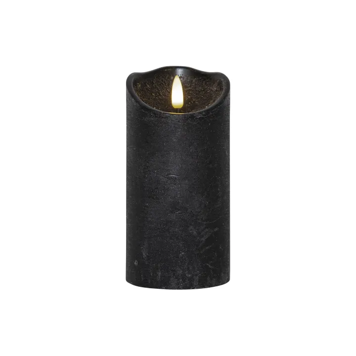 Star Trading Bougie LED Flamme Rustic, O 7.5 x 15 cm, Noir