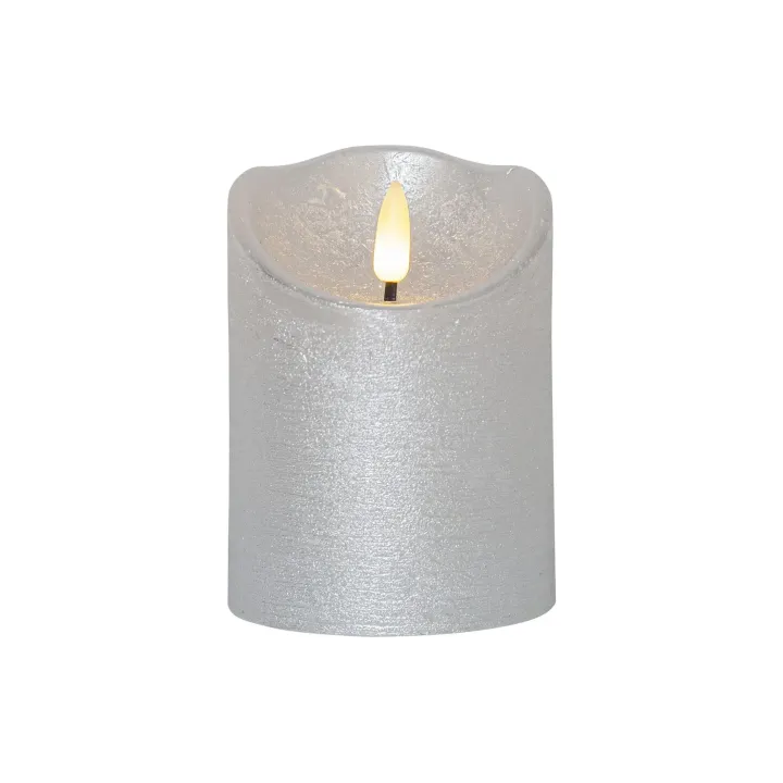 Star Trading Bougie LED Flamme Rustic, O 7.5 x 10 cm, Argent