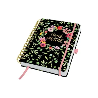 Jolie Agenda journalier Flower Love A5, non daté, Vert-Rose-Noir