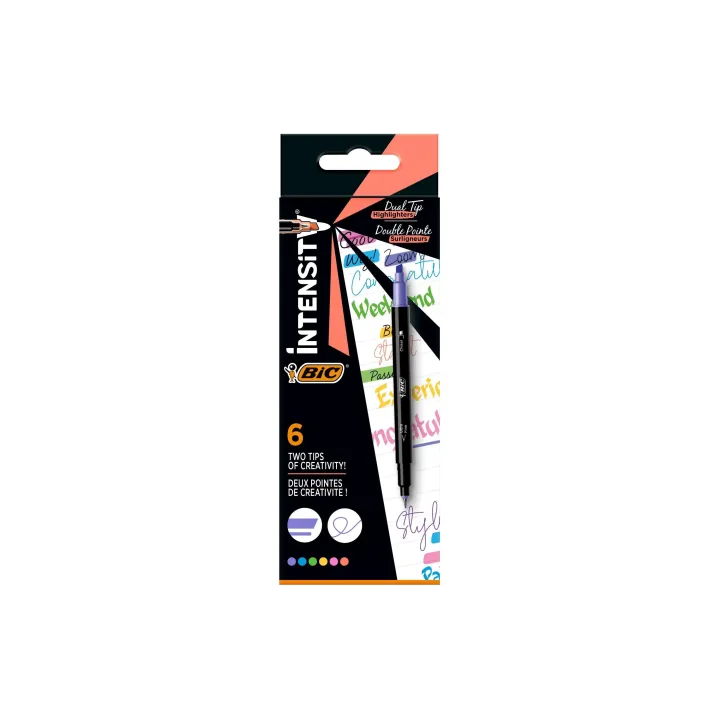 BIC Surligneur Intensity Dual Tip 6 pièces, multicolore