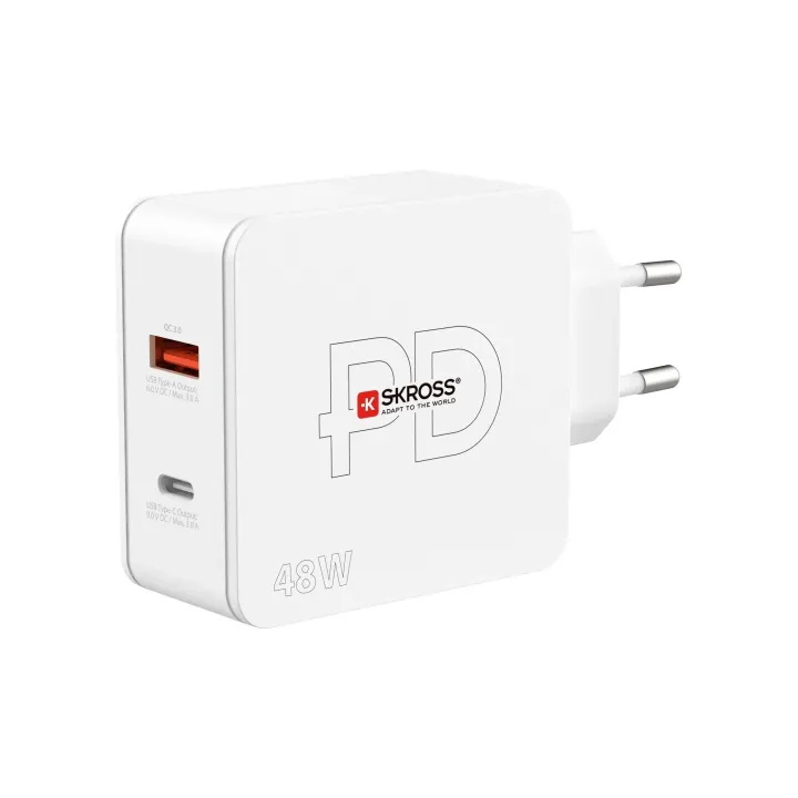 SKROSS Chargeur mural USB Multipower 2 Pro+, Euro, 48 W, Blanc