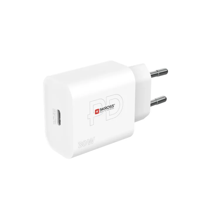 SKROSS Chargeur mural USB USB-C Power Delivery, Euro, 30 W, Blanc