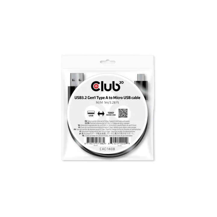 Club 3D Câble USB CAC-1408 USB A - Micro-USB B 1 m