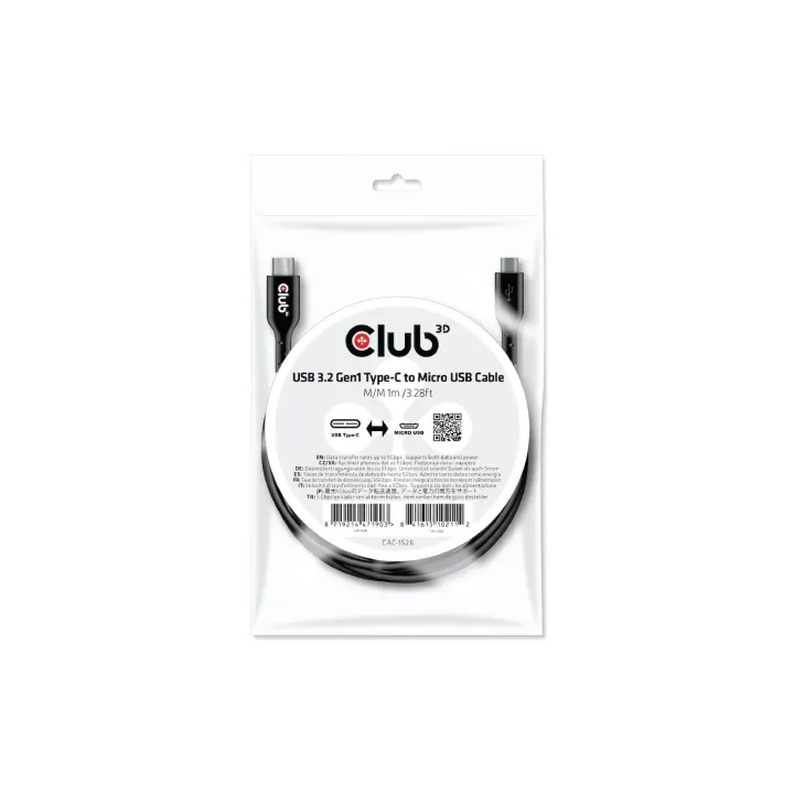 Club 3D Câble USB CAC-1526 USB C - Micro-USB B 1 m