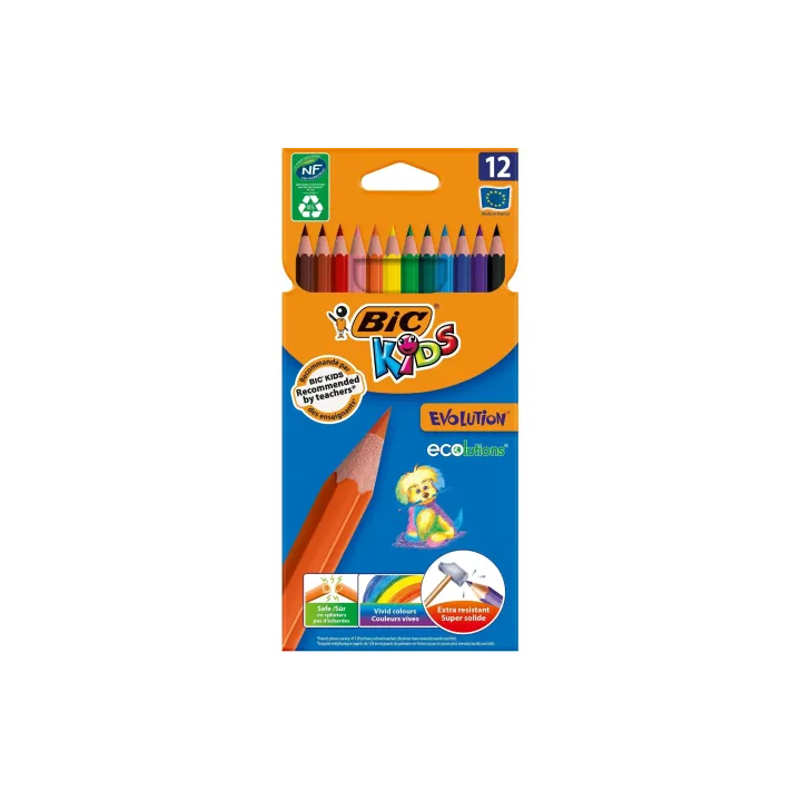 BIC Crayons de couleur Kids Evolution Ecolutions Paquet de 12