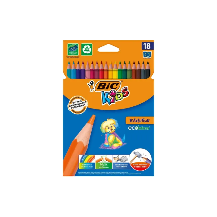 BIC Crayons de couleur Kids Evolution Ecolutions Paquet de 18