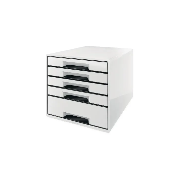 Leitz Boîte à tiroirs Wow Cube 5 tiroirs, blanc-noir