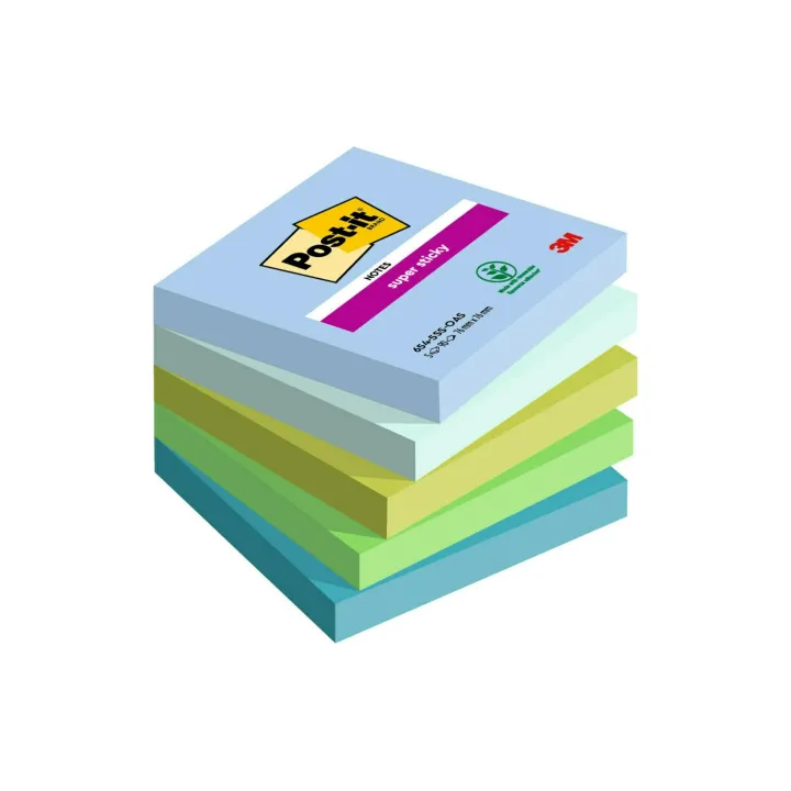 Post-it Fiche de bloc-notes Super Sticky Oasis Collection 76 x 76 mm