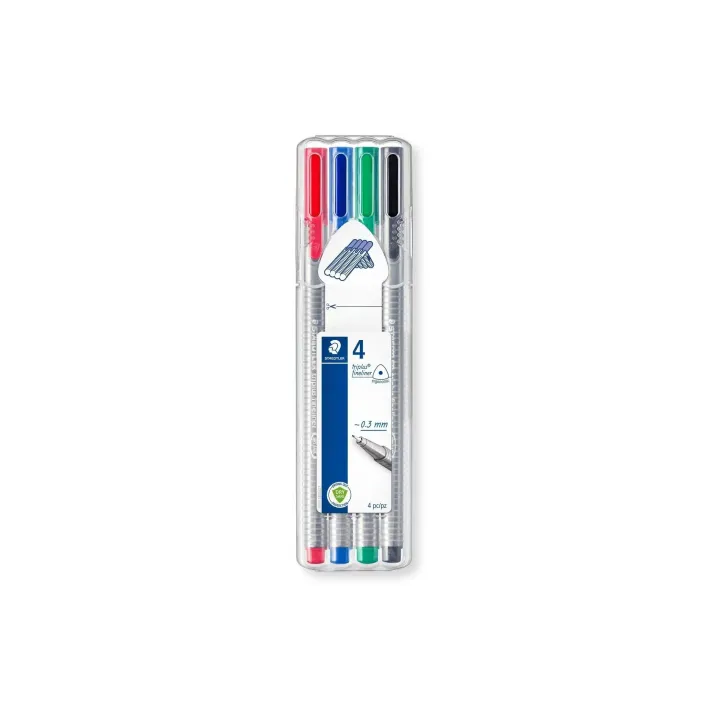 Staedtler Fineliner Triplus 334 4 pièces, couleurs assorties