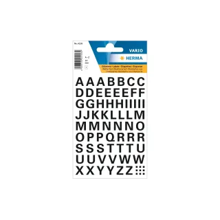 Herma Stickers Étiquettes porte-noms A – Z, 1 cm, noir, 74 lettres autocollantes