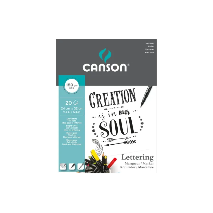 Canson Carnet de dessin 24 x 32 cm, 20 feuilles, Bright white