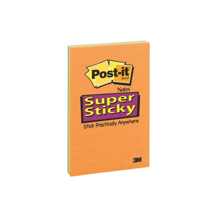 Post-it Fiche de bloc-notes Super Sticky ligné 10.2 x 15.2 cm 3 blocs