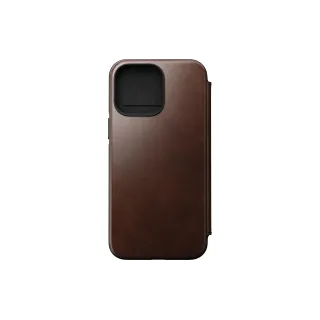 Nomad Modern Horween Leather Folio iPhone 14 Pro Max Brun