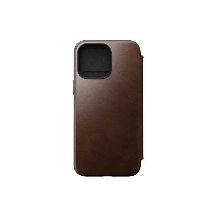 Nomad Modern Horween Leather Folio iPhone 14 Pro Max Brun