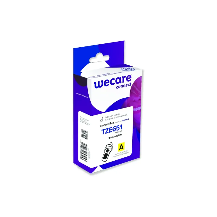 Wecare Ruban d’étiquettes TZE-651 Noir sur Jaune