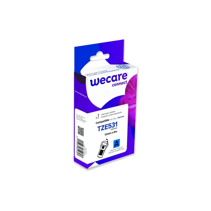 Wecare Ruban d’étiquettes TZE-531 Noir sur Bleu