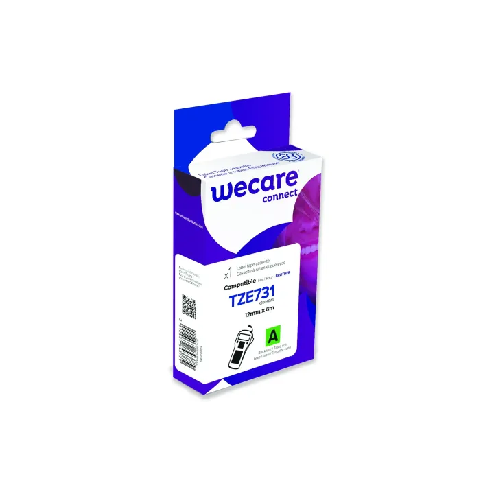 Wecare Ruban d’étiquettes TZE-731 Noir sur Vert