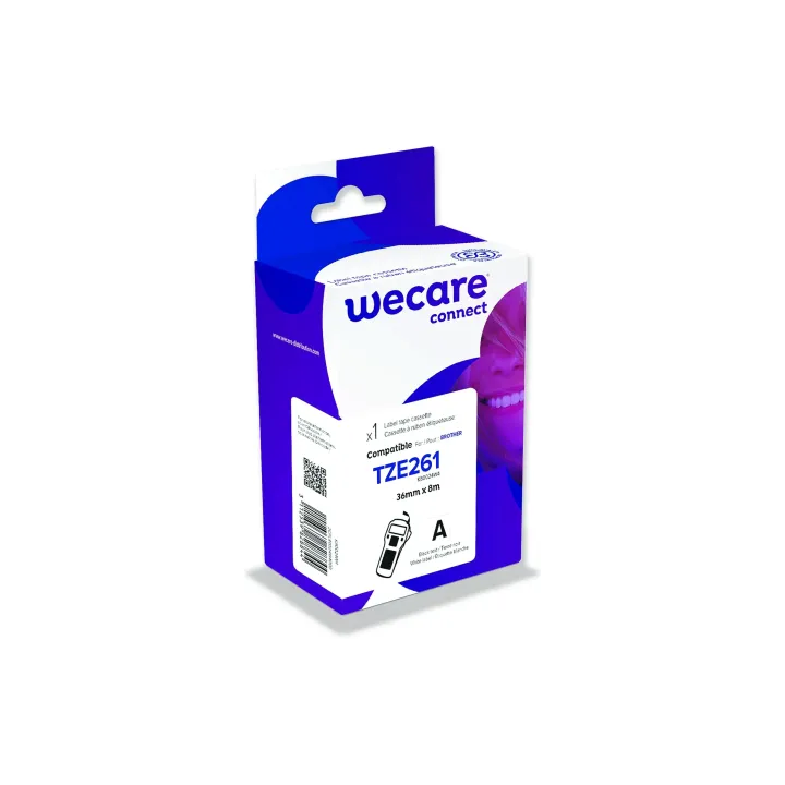 Wecare Ruban d’étiquettes TZE-261 Noir sur Blanc