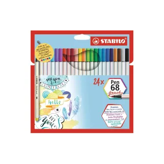 STABILO Feutres de coloriage Pen 68 brush Étui en carton de 24 pièces