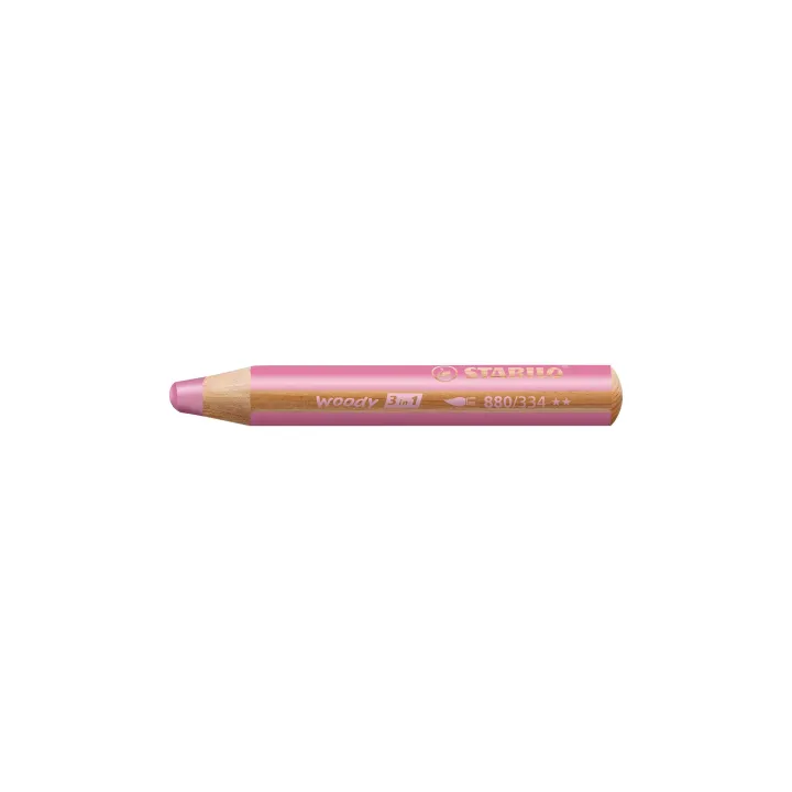 STABILO Crayons de couleur Woody 3 en 1 Rose