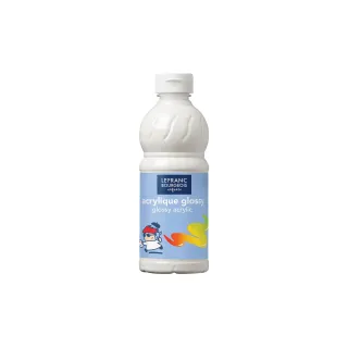 LEFRANC Peinture acrylique Glossy 500 ml, Blanc, Finition paillettes