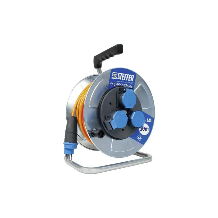 STEFFEN Bobine de câble Professional 30 m 3x T13, IP55, Argent