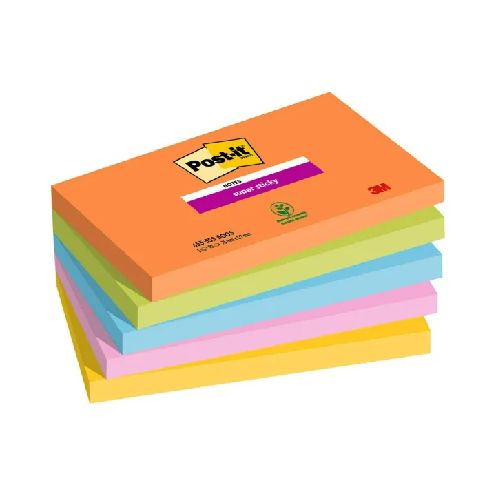 Post-it Fiche de bloc-notes Super Sticky Boost Collection 7.6 x 12.7 cm