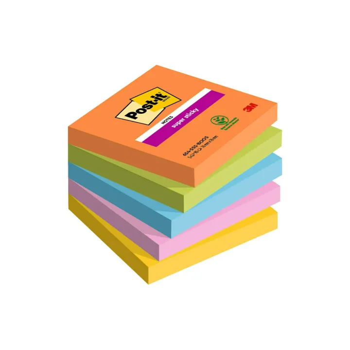 Post-it Fiche de bloc-notes Super Sticky Boost Collection 7.6 x 7.6 cm