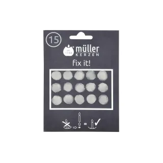 müller Kerzen Plaquettes de cire adhésive 15 pièces, Blanc