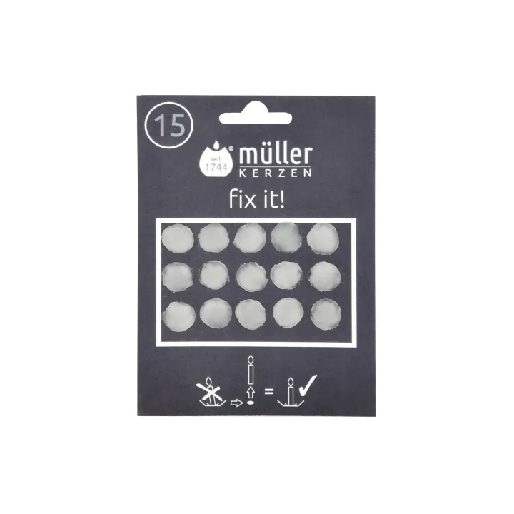 müller Kerzen Plaquettes de cire adhésive 15 pièces, Blanc