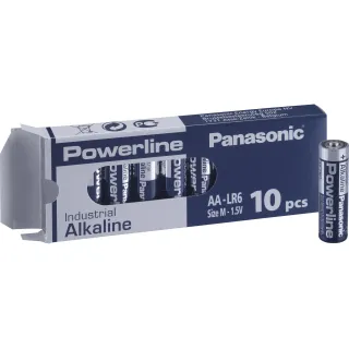Panasonic Pile Alkaline Powerline Industrial AA 10 Pièce-s