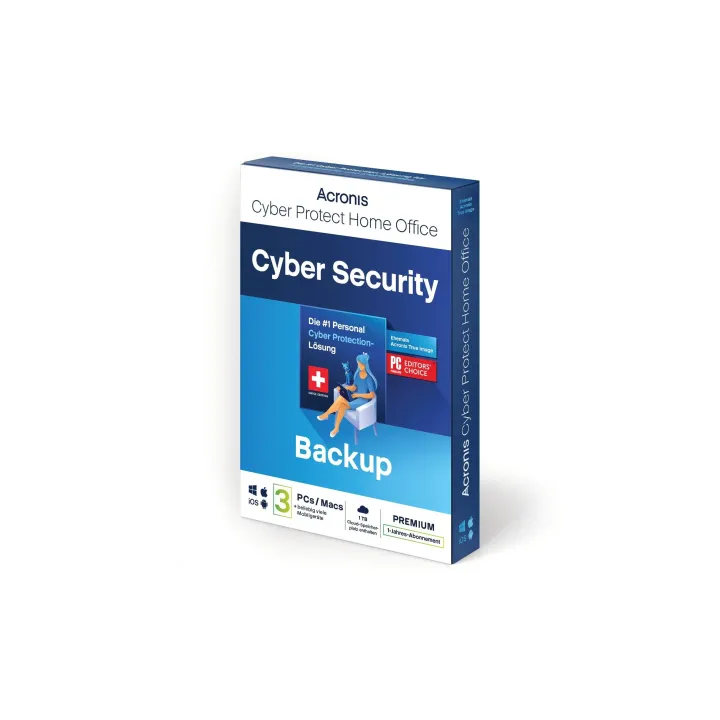 Acronis Cyber Protect Home Office Premium Boîte, Abonnement 3 PC, 1 an