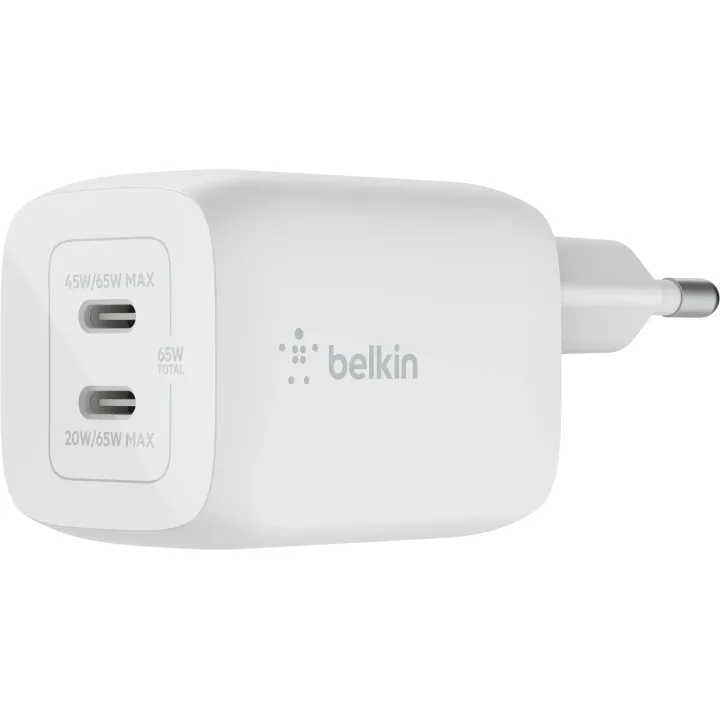 Belkin Chargeur mural USB Dual USB-C GaN PD 65W