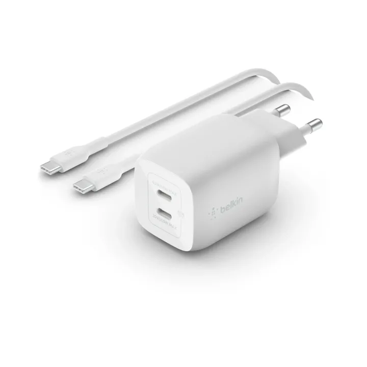 Belkin Chargeur mural USB Dual USB-C GaN PD 65W + câble USB-C