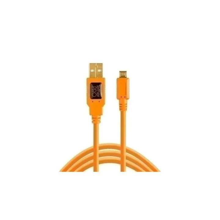 Tether Tools Câble TetherPro USB 2.0 vers Micro-B 5 broches, 4.6 m Orange