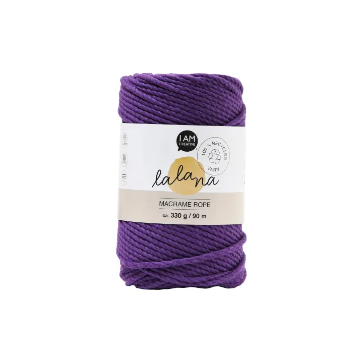 lalana Laine Corde à macramé 3 mm, 330 g, Violet