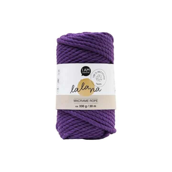 lalana Laine Corde à macramé 5 mm, 330 g, Violet