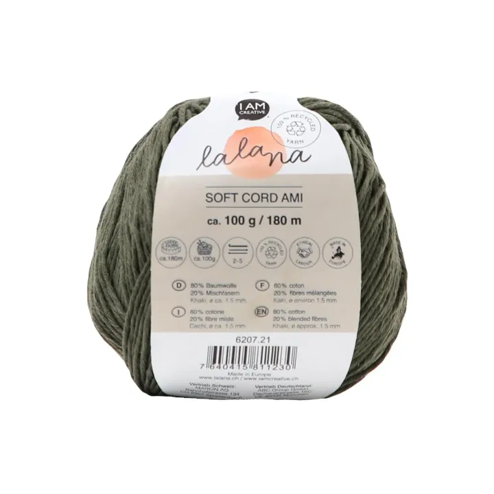 lalana Laine Soft Cord Ami 100 g, Kaki