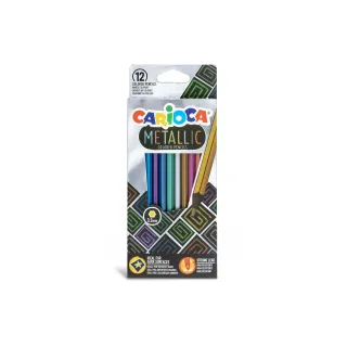 Carioca Crayons de couleur Métallique 12 pièces, Multicolore