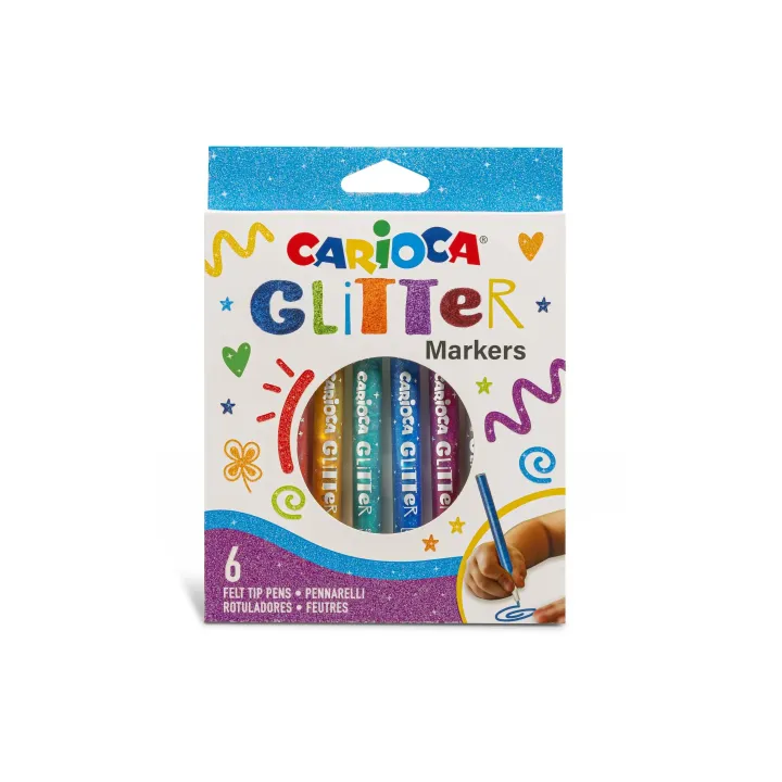 Carioca Crayon à paillettes Glitter 6 pièces, Multicolore