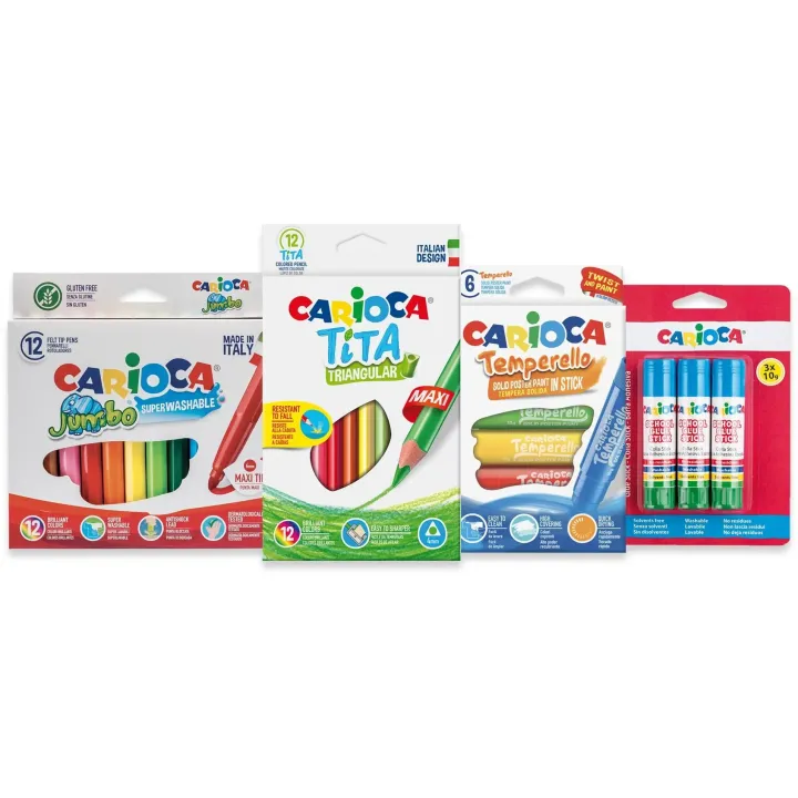 Carioca Crayons de couleur Retour à lécole 33 pièces, Multicolore