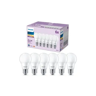 Philips Lampe LED 60W A60 E27 WW FR ND 6CT-6 EC Blanc chaud