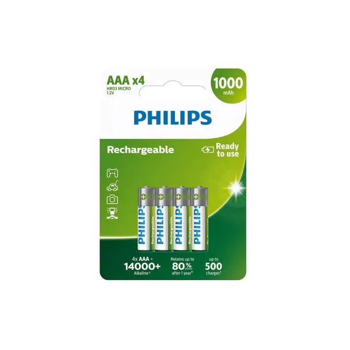 Philips Batterie Accu Rechargeable AAA 4 Pièce-s