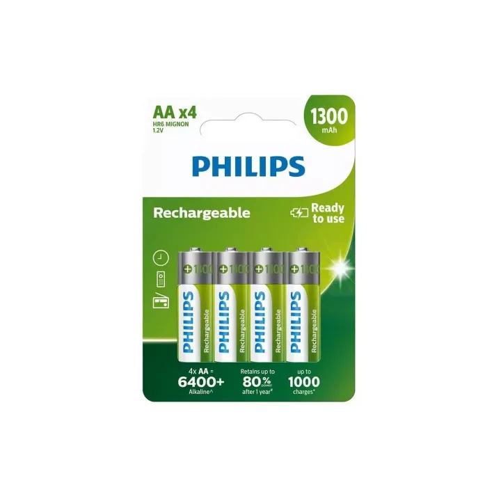 Philips Batterie Accu Rechargeable AA 4 Pièce-s