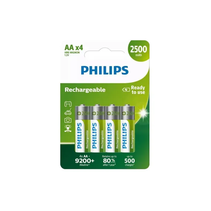 Philips Batterie Batterie Rechargeable AA 4 Pièce-s