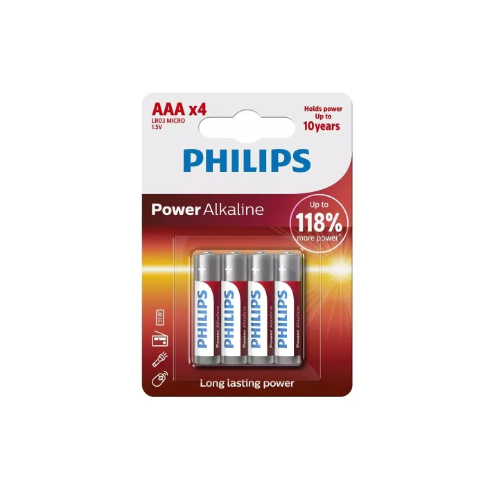 Philips Pile Power Alkaline AAA 4 Pièce-s