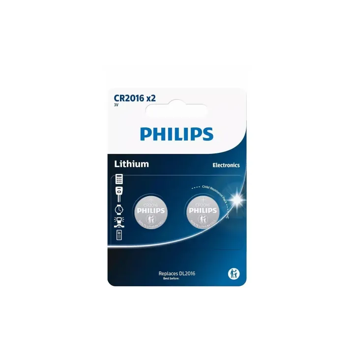 Philips Pile bouton Lithium CR2016 2 Pièce-s